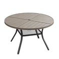 thumbnail image 6 of Vicllax Outdoor Patio Dining Table Dia.47" Slatted Tabletop Metal Frame with Umbrella Hole, Graywood, 6 of 7