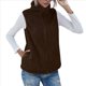 thumbnail image 1 of Chaleco de Felpa Cálido Sin Mangas con Cuello Alto para Mujer, con Cremallera, para Otoño e Invierno, con Bolsillos Marrón Oscuro 5XL, 1 of 7