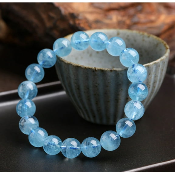 Blue Aquamarine Bracelet Powerful Bracelet 8mm handmade stretch bracelet