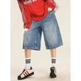 thumbnail image 2 of EMMIOL Women's Jean Shorts Y2K Mid Waist Baggy Wide Leg Denim Shorts,Distressed Jorts for Summer Streetwear, 2 of 5
