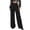 Black, variant on Women's Wrap Front Wide Leg Long Pants Elastic Waist Solid Loose Trousers