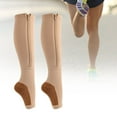 thumbnail image 3 of 1 Paire de Bas de Compression Motif Exquis Coton Respirant Bout Ouvert Fermeture Éclair Bas de Compression Manchon de Jambe pour Fille, 3 of 8