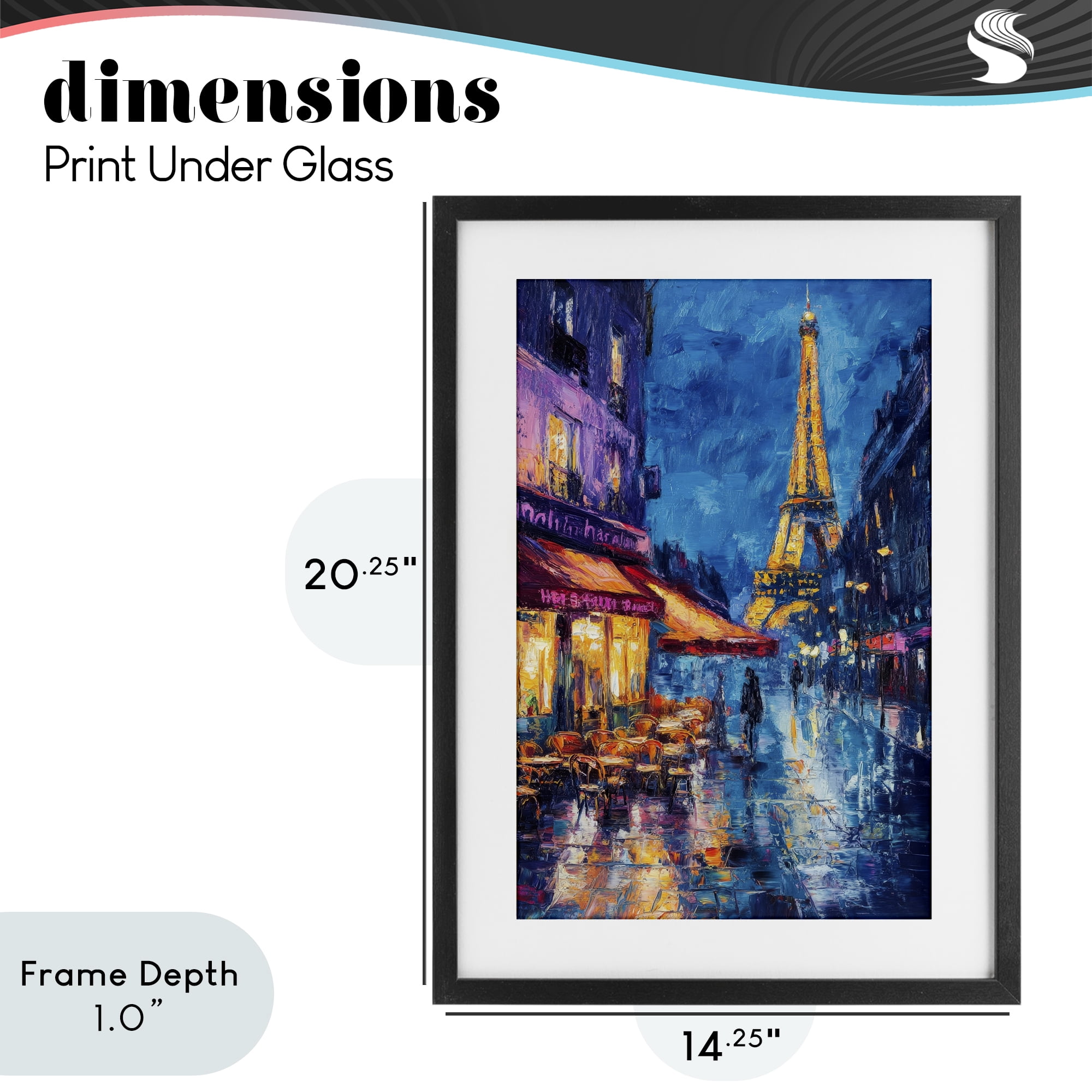 Stupell Industries Dusk Paris Street Scene Black Framed Print Under Glass, design by Petal Prints Design