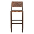 thumbnail image 3 of SAFAVIEH Paxton Woven Leather Barstool with Footrest, Cognac, 3 of 7