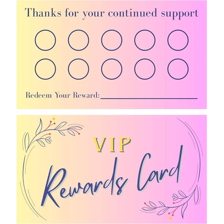 Loyalty Cards for Small Business, 50 Pack Punch Cards with 10 Visit , 2 x 3.5 Inches Double-Sided Customer LoyaltyCards, Cardstock Business Card