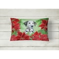 thumbnail image 2 of Dalmatian Puppy Poinsettas Canvas Fabric Decorative Pillow, 2 of 3