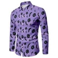 thumbnail image 3 of Halloween Shirts for Men Pumpkin Casual Long Sleeve Button Down Lapel Tops Outdoor Loose Soft Mens Shirts Light Purple L, 3 of 5