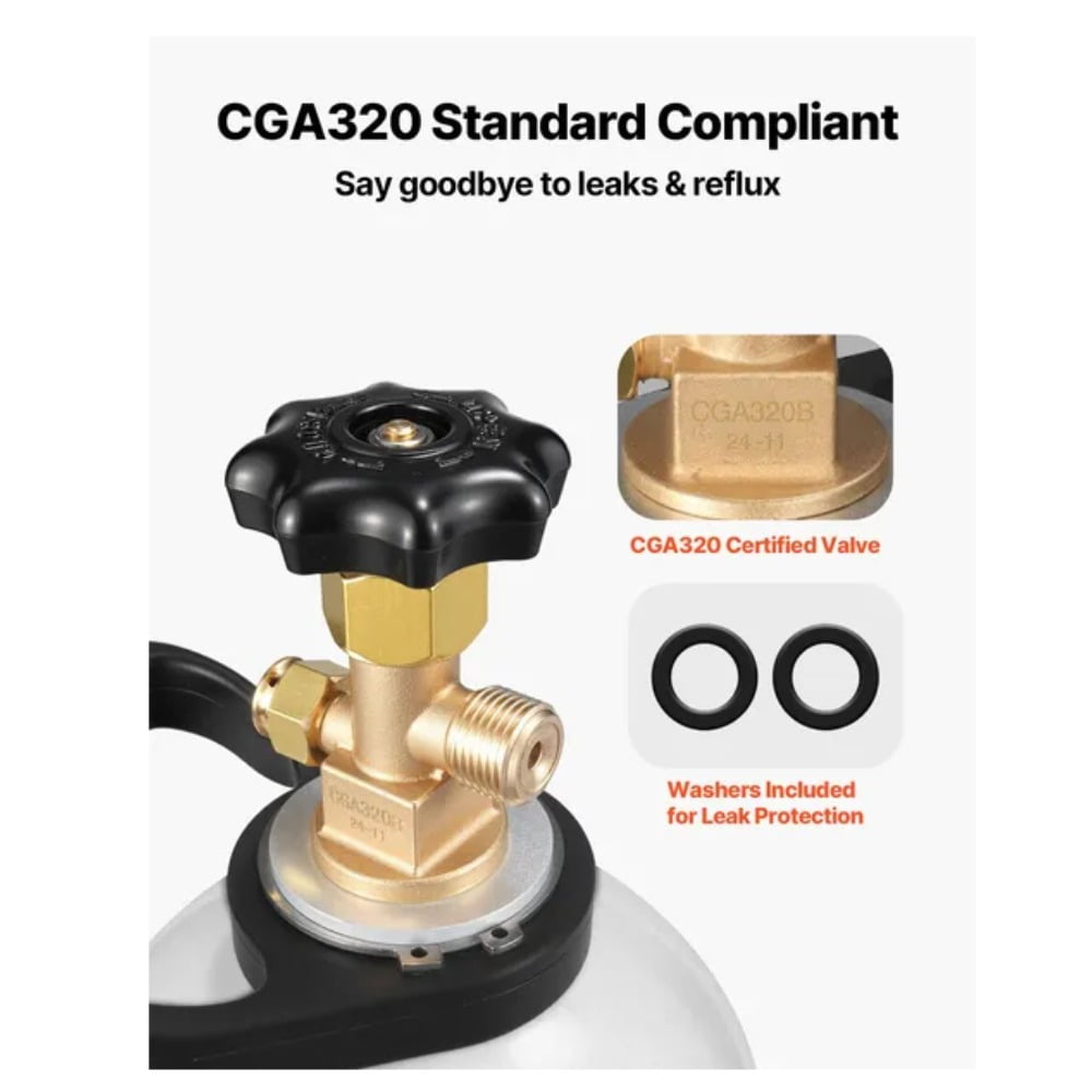 New 10 Pound Aluminum CO2 Gas Cylinder Tank | CGA320 Valve | DOT Approved | for Beverage Dispensing & Carbonation