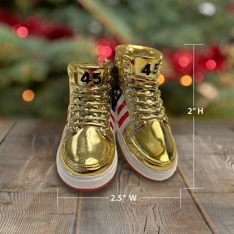 ア*ン様 トランペット AMERICAN CAPITAL DELUXE USA. Kurt Adler Resin Trump Gold Sneaker Christmas Ornament, 3in