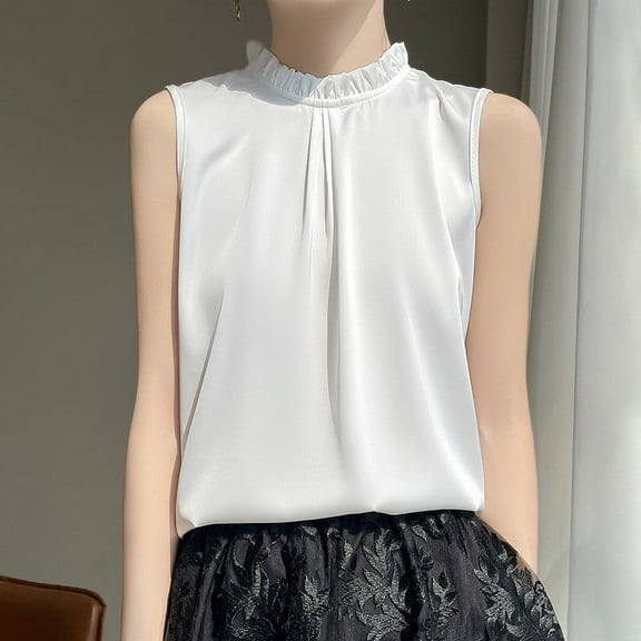 SHITINN Casual Women's Satin Tank Tops with Lace Trim Versatile Blouses for Spring and Summer Stylish Sleeveless Shirts Fitted Camisole Women Back The Top Women 5 Way Bra Tops for Men Underwear Women