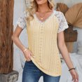 thumbnail image 5 of Raeneomay Cap Sleeve Tops for Women Versatile and Comfortable V-Neck Short Sleeved Lace Patchwork Top, 5 of 6