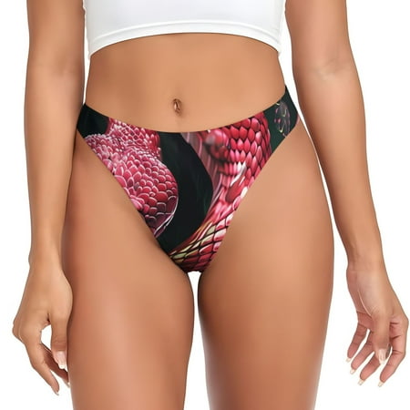 Rateoe Red Viper Jungle Intensity Pattern Seamless Women Underwear Thongs No Show Ladies Thong No Line Breathable Comfortable Panties Undies for Women-Small