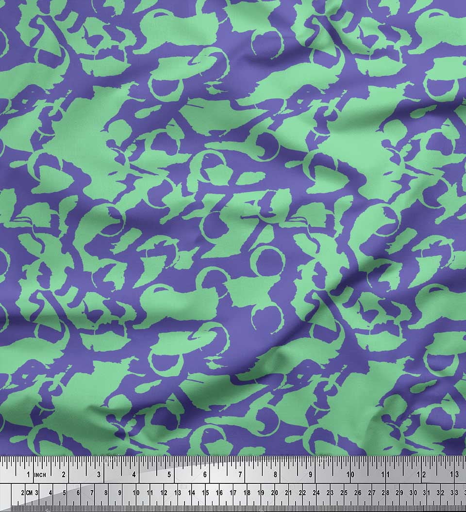 Soimoi Green Japan Crepe Satin Fabric Abstract Circles Abstract Print Fabric by Yard 42 Inch Wide