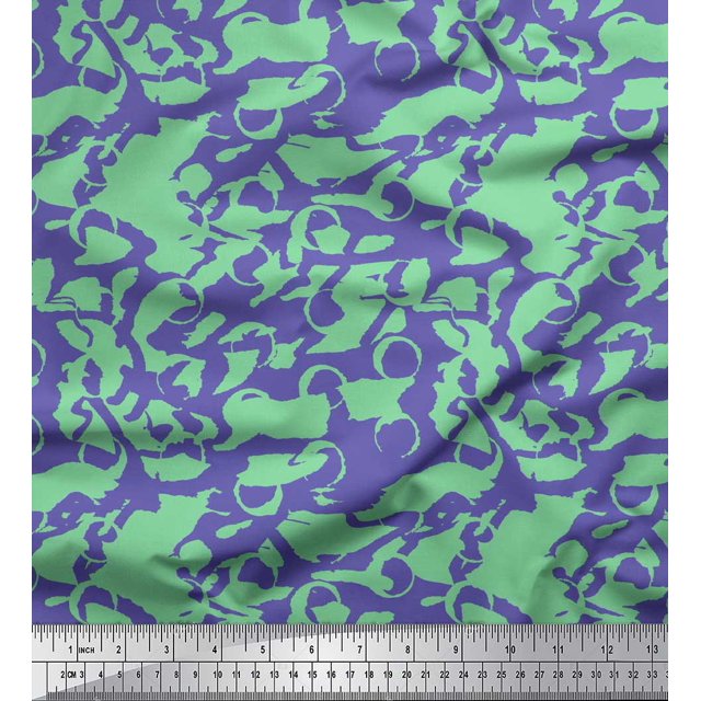 Soimoi Green Heavy Satin Fabric Abstract Circles Abstract Fabric Prints By Yard 54 Inch Wide