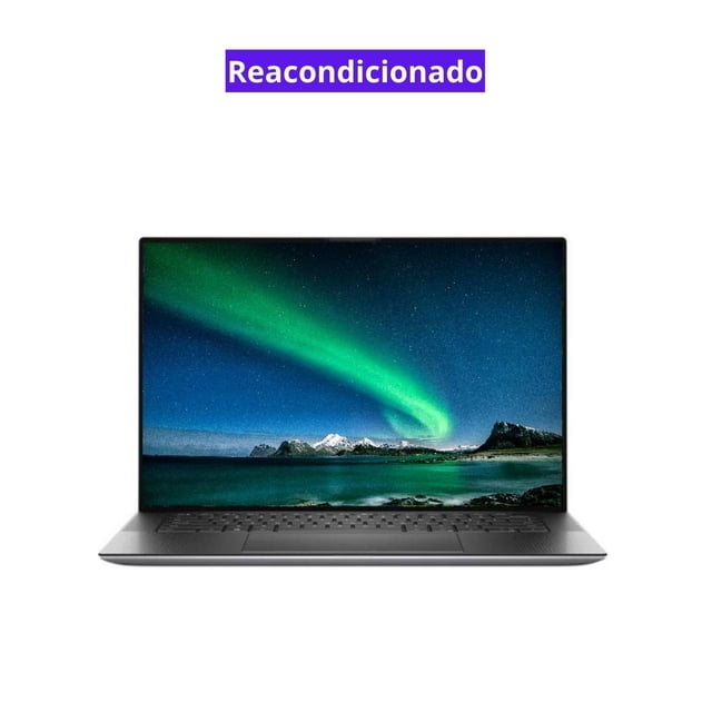 laptop dell precision 5550 15" reacondicionado — portátil empresarial negro con pantalla táctil 15" 3840x2400, vista frontal centrada con pantalla encendida; teclado retroiluminado en español con teclado numérico, chasis metálico y biseles delgados; suele usarse como estación de trabajo móvil para tareas profesionales.