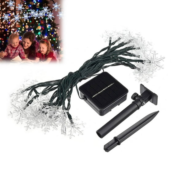 YWIYIUD Solar Christmas 30 LED String Lights 21FT 8 Modes Solar Waterproof String Lights, Solar Snowflake String Lights Waterproof for Xmas Tree, Holiday, Wedding Party, Patio Decorations