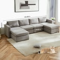 thumbnail image 4 of edx Convertible Modern Sectional Sofa, 6 Seat U Shaped Modern Sofa Couch Bed, Green, 4 of 7
