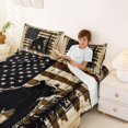 thumbnail image 4 of Manfei Hunting Bear Silhouette Queen Sheets, Olad Barn Door US Flag Queen Sheet Sets, Black Brown Beige, Black Reversible 4 Pieces (1 Flat Sheet, 1 Fitted Sheet and 2 Pillowcases), 4 of 6