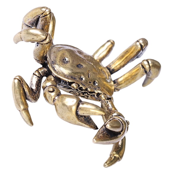 GARVALON 1Pack Crab Adornment Golden Copper Material Wealth Decor