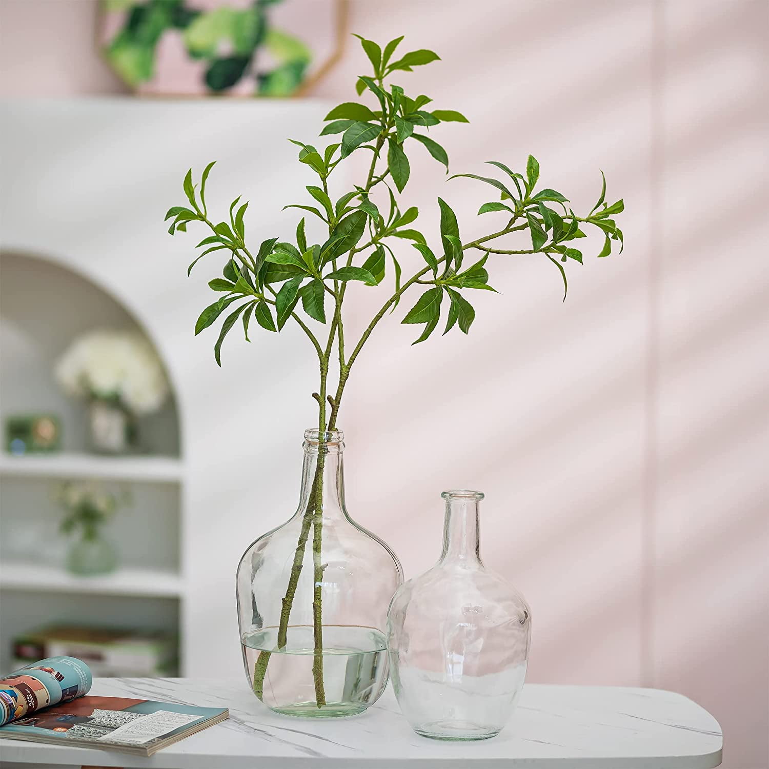 Large Glass Vases for Decor SM Clear Tall Farmhouse Decorative Floor