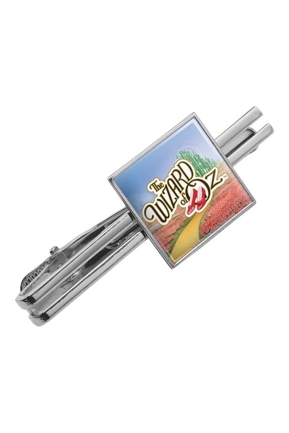 The Wizard of Oz Ruby Slippers Logo Square Tie Bar Clip Clasp Tack- Silver or Gold