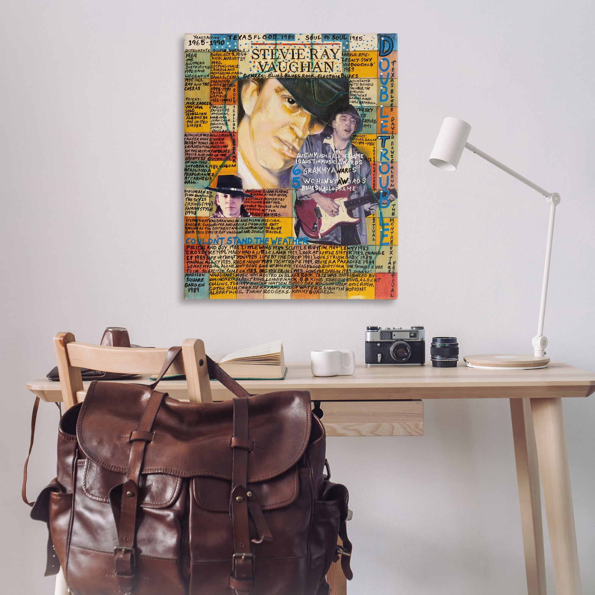 Stupell Industries Stevie Ray Vaughan Collage People Drawing Wrapped Canvas Art Print Wall Art, 36 x 48