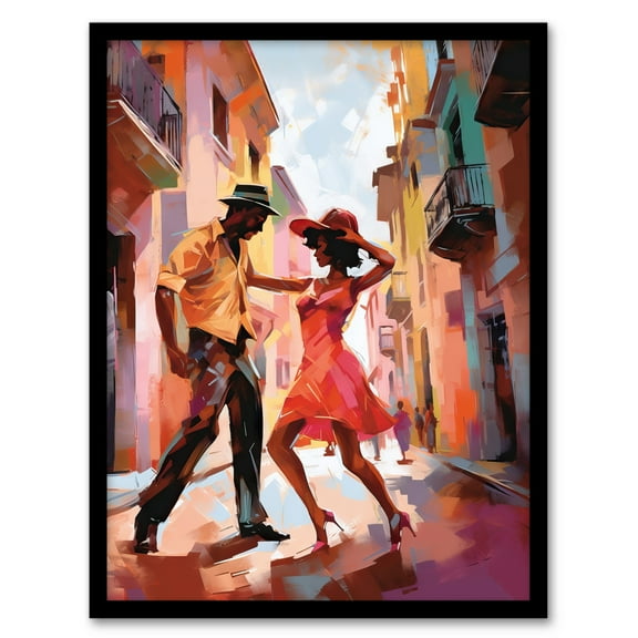 Salsa Street Dance Mambo Colourful Dancing Painting Rhythm Body Energy Theatre Arts Artwork Art Print Framed Poster Wall Decor 12x16 inch