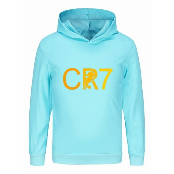 Boys Girls Ronaldo Sweatshirt – CR7 Graphic Hoodie for Kids, Long Sleeve Football-Inspired Pullover Top