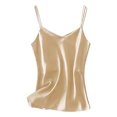 thumbnail image 2 of Silk Satin Camisole Womens Sleeveless Spaghetti Tank Tops Strap Cami Tops Solid Color Summer Comfy 2026 Soft Dressy Tank Shirts Champagne 2XL, 2 of 5