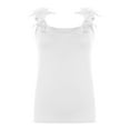thumbnail image 4 of Goodeals Women's Deep V Neck Tank Tops Sexy Lace Floral Spaghetti Strap Cami Shirts Summer Slim Fitting Basic Solid Blouses 2025 Fashion Going Out Outfits(White,XL), 4 of 5