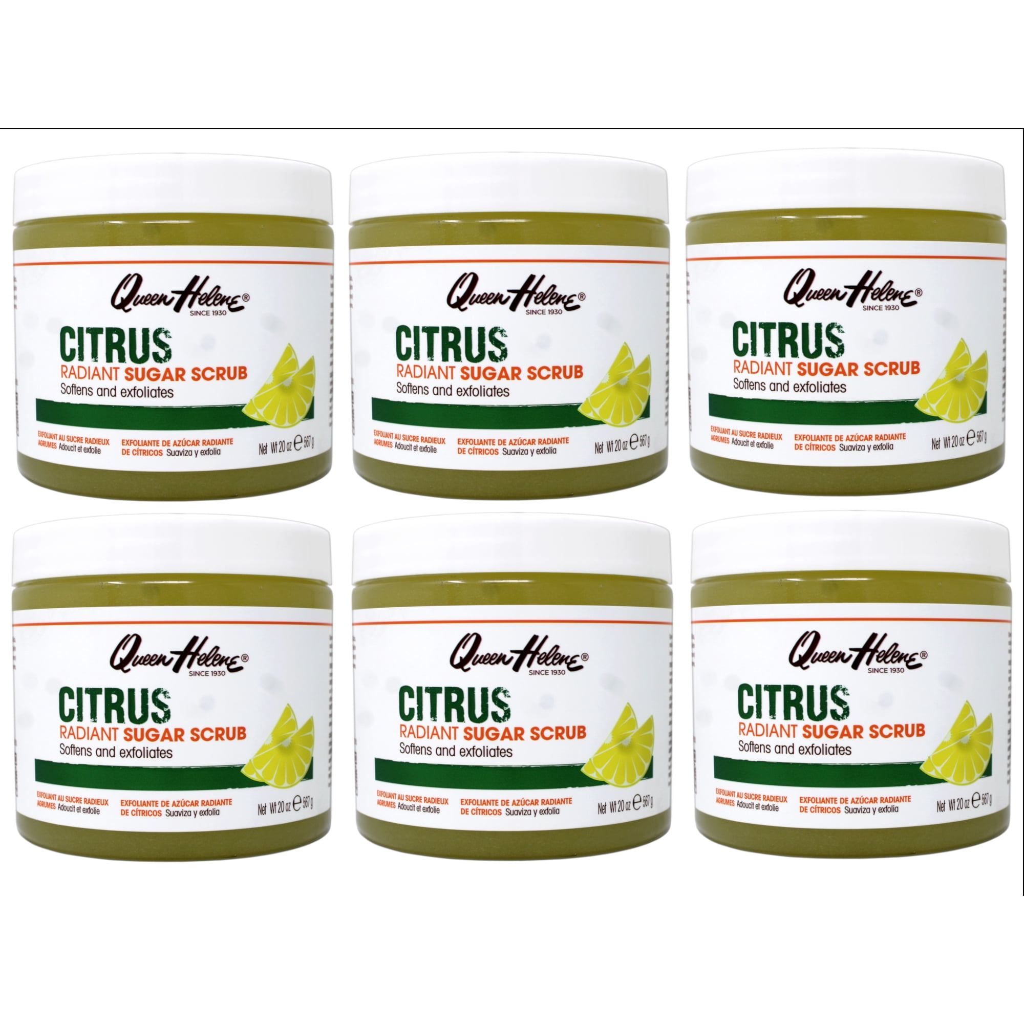 6 Pack - Queen Helene Citrus Radiant Sugar Scrub, Softens and Exfoliates, 20 Ounce