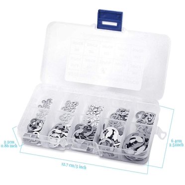 Kuzavtye 600PCS 304 Stainless Steel E-Clip External Retaining Ring Assortment Set