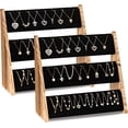 thumbnail image 2 of Necklace Holder, 3 Tier Necklace Organizer Stand with Velvet, Wood Necklace Display Stands for Selling, Jewelry Display Stand for 72 Necklaces Bracelets (2 Pack), 2 of 4