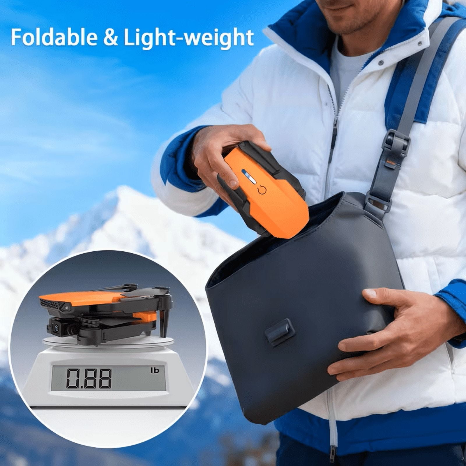 XE8 Quadcopter Drone, Dual Camera Remote Control Drone, Available in Multiple Colors and Battery Options (Orange 2 Batteries)