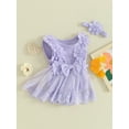 thumbnail image 2 of Newborn Infant Baby Girl Summer Jumpsuit Sleeveless Tulle Patchwork Lace Floral Romper with Headband, 2 of 8