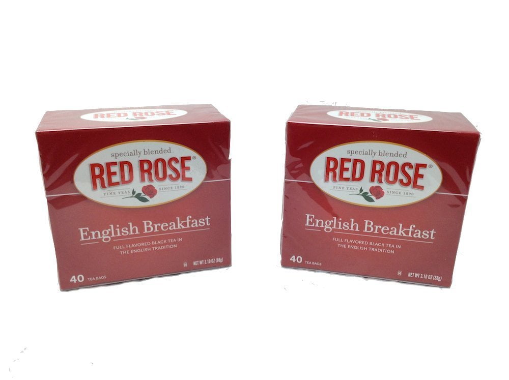 Red Rose English Breakfast Tea Bags 2 Boxes, 40 Tea Bags Each Box