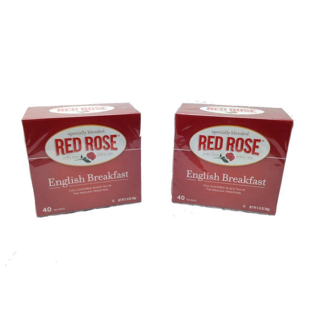 Red Rose English Breakfast Tea Bags 2 Boxes, 40 Tea Bags Each Box