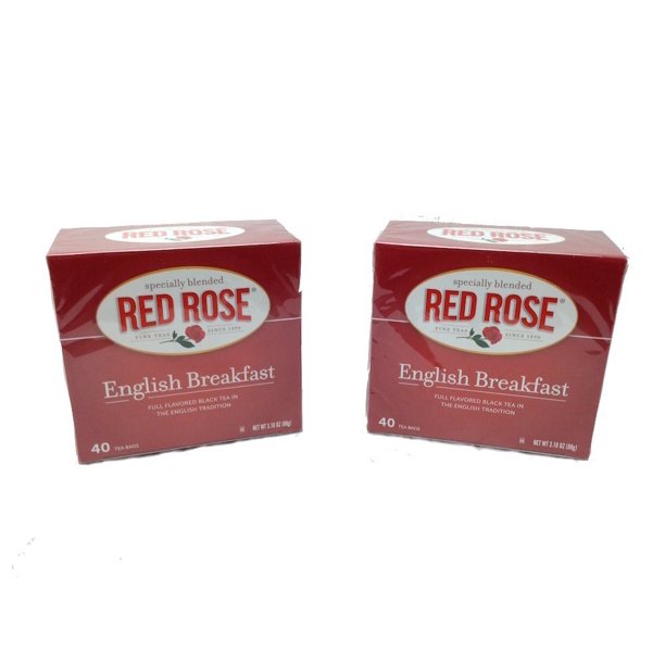 Red Rose English Breakfast Tea Bags 2 Boxes, 40 Tea Bags Each Box