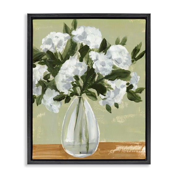 Stupell Industries French Country Casual White Floral Arrangement Bouquet Still Life Black Floating Frame Canvas Art, 17 x 21, by Annie Warren