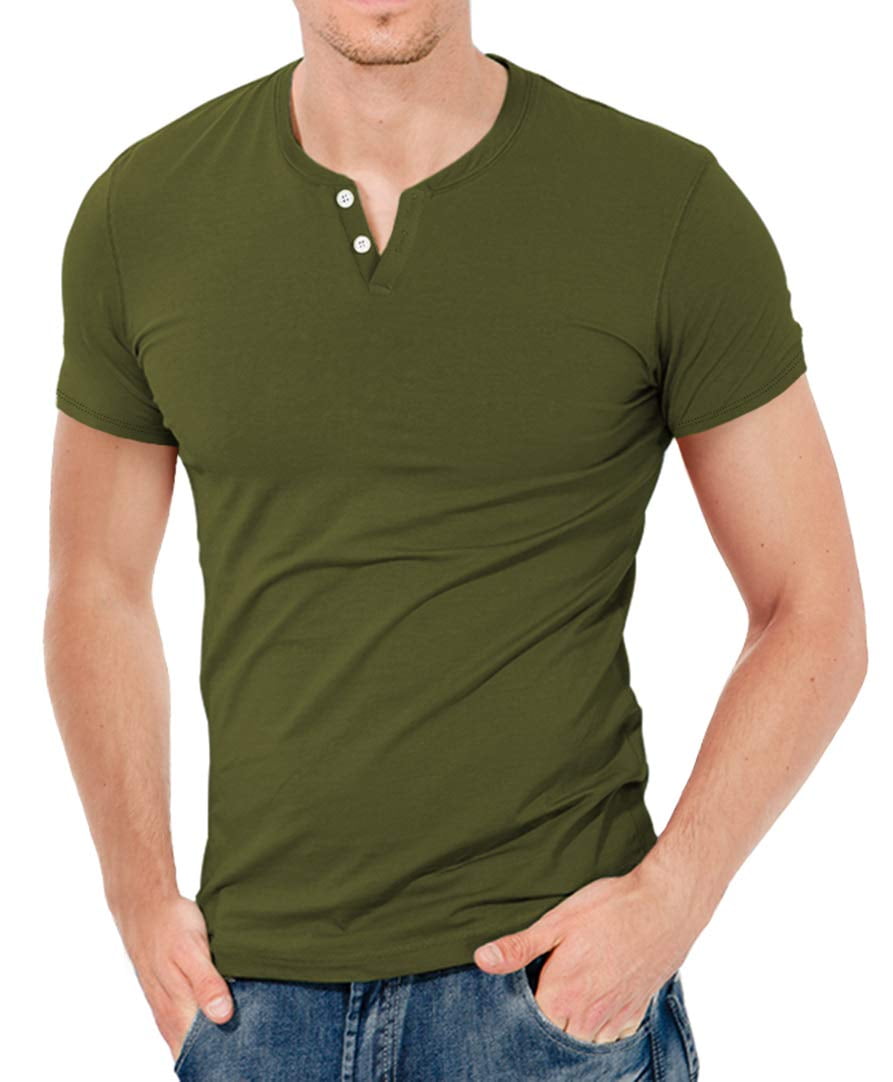 AIYINO Men's Casual Slim Fit Short/Long Sleeve Henley T-Shirts Cotton Shirts 