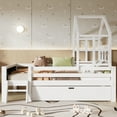 thumbnail image 2 of Bellemave Twin Size House Bed with Storage Drawers and 2 Blackboards Playhouse Platform Bed with Guardrails and Ladder Montessori House Bed(Twin, White), 2 of 9