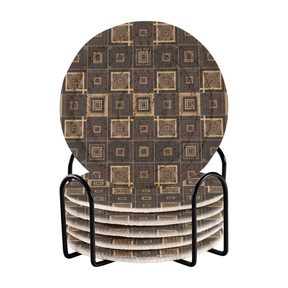 Elegant Geometry Coasters with Holder for Coffee Table 6 Pcs Drink Coaster Sets Absorbent for Home Decor 4 inch