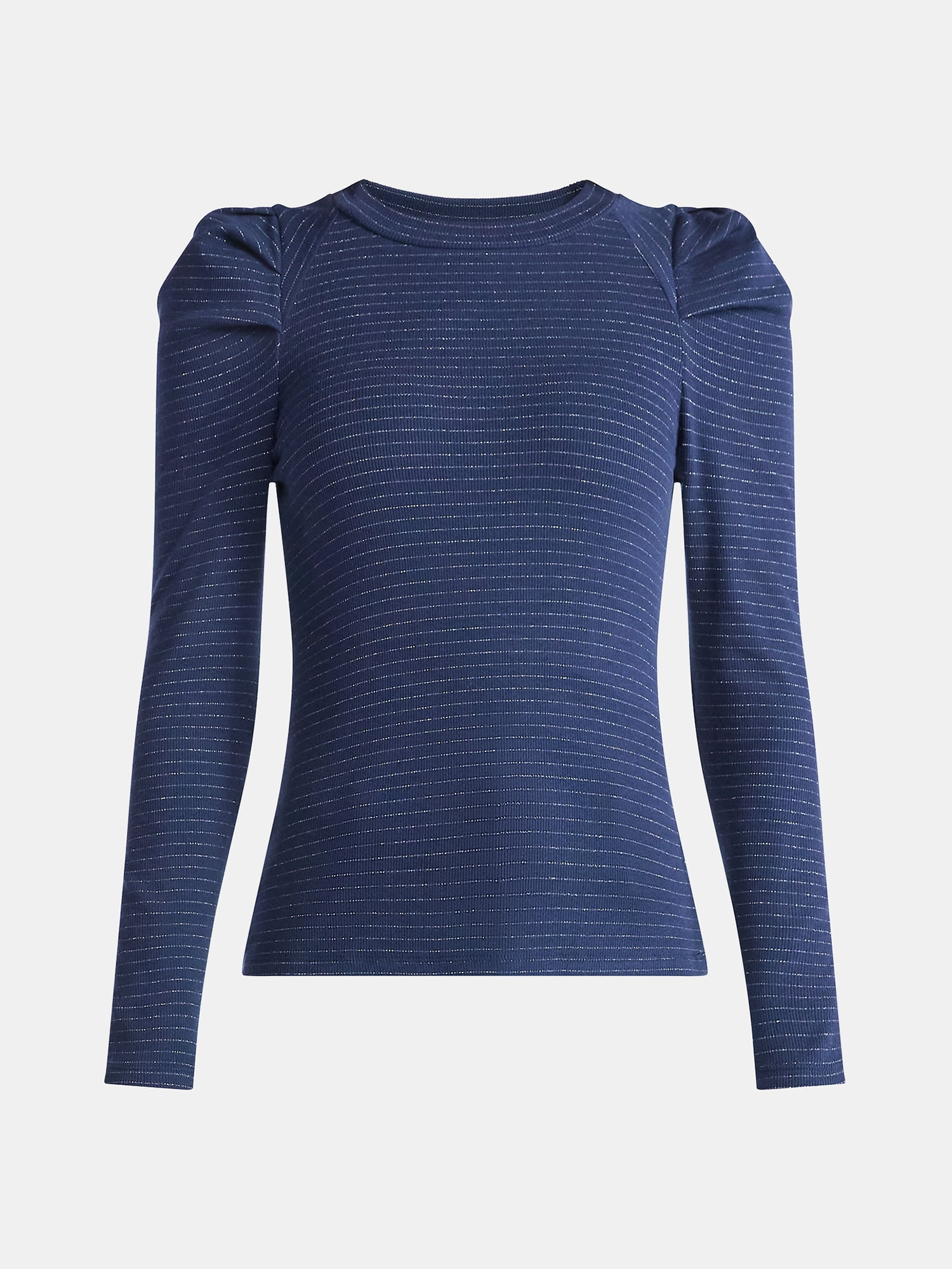 Time and Tru Women's Top with Long Puff Sleeves, Size XS-XXXL