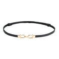 thumbnail image 2 of Eosunjian Women Skinny Thin Belt Pair Buckle Design Waist Cincher Waist Belt with Golden Buckle Adjustable Length Imitation Leather Belt Clothing Accessories Black, 2 of 13