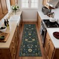 thumbnail image 2 of Lahome Non-Slip Washable 2x6 Runner Rug, Boho Floral Vintage Low-Pile Carpet for Kitchen Hallway Bathroom Entryway, Ultra Thin Stain Resistant Indoor Mat in Dark Green/Black, 2 of 8