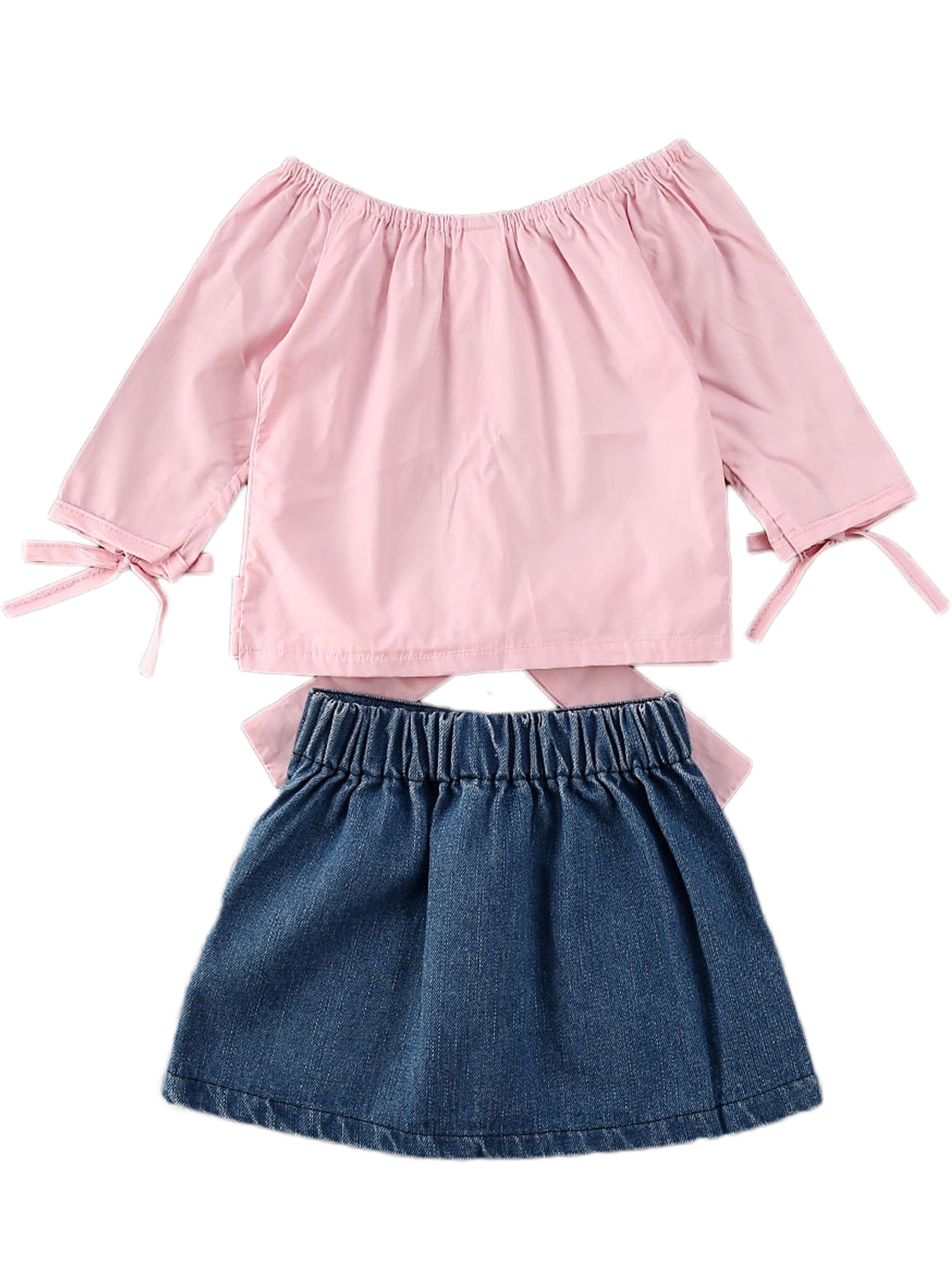 baby pink denim skirt