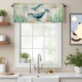 thumbnail image 2 of Vintage Ocean Valance Curtain Whale Starfish Seagrass Coral Compass Nautical Window Valances Rod Pocket Short Curtains Window Treatments for Kitchen Bedroom Bathroom Laundry 54" x 18", 2 of 9