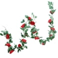thumbnail image 1 of 2.2m Seda Artificial Rosa Guirnalda Flor Vid Rosa Ratán Boda Hogar Fiesta Decoración Hoja Decoración Jumpingount JJ17275-02, 1 of 6