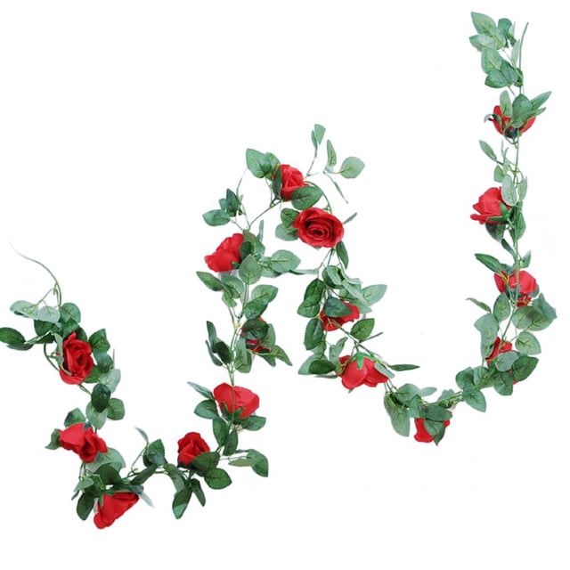 2.2m Seda Artificial Rosa Guirnalda Flor Vid Rosa Ratán Boda Hogar Fiesta Decoración Hoja Decoración Jumpingount JJ17275-02