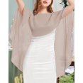 thumbnail image 2 of Vestido de noche de chifón Capelet Shawl para mujer, color caqui, 2 of 7